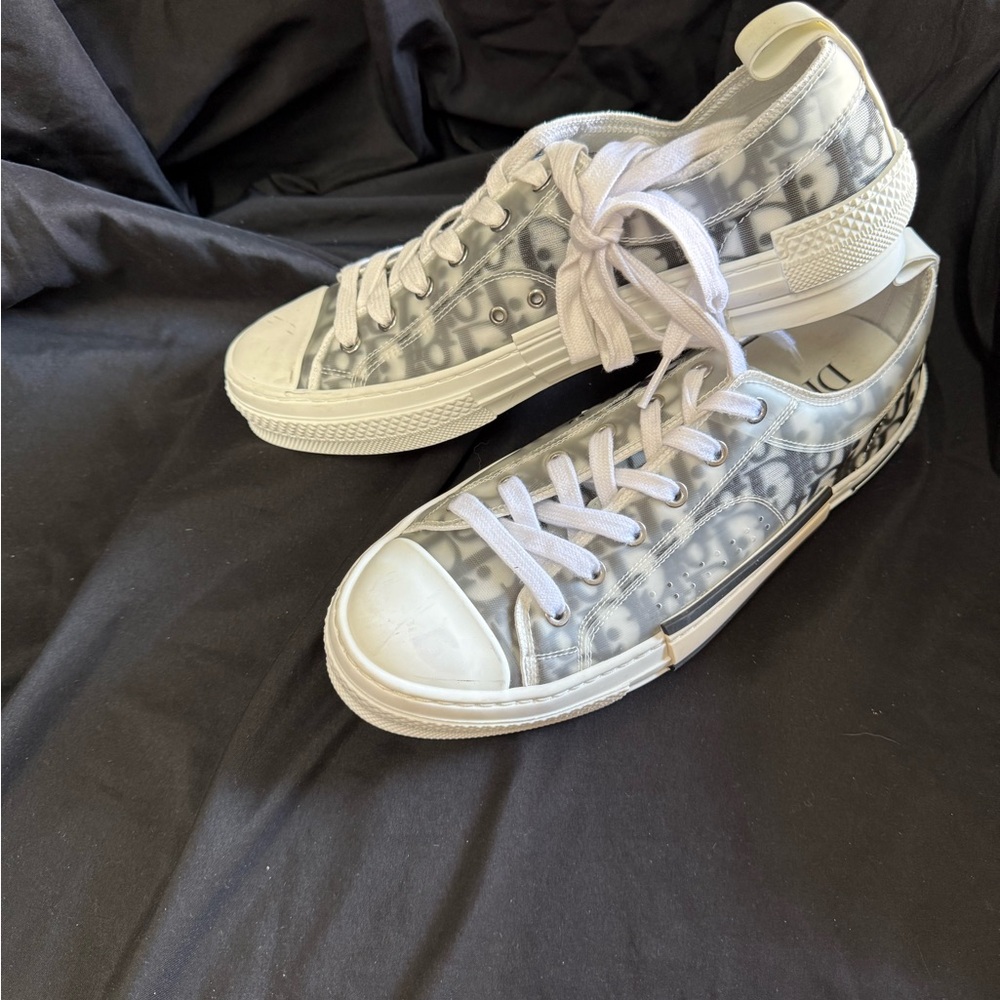 Dior White and Gray Athletic Shoes with Monogram Pattern